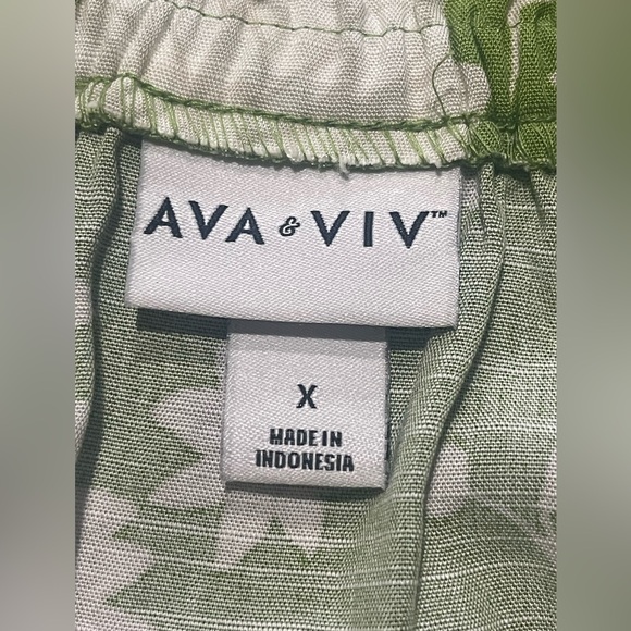 🌱🍃Ava & Viv Women Prairie Boho Green Floral Smock Maxi Dress Size X🌱🍃 - Picture 7 of 8